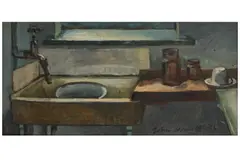 Untitled by John Howell, oil on board, offered Apr 2021