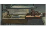Untitled by John Howell, oil on board, offered Apr 2021