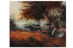Untitled by Fouad Tag, oil on board, offered Apr 2021