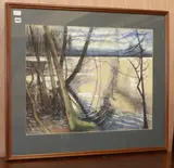 Sunset on Huntstrete Lake by Anthony Rossiter, gouache and watercolour, sold Jun 2019