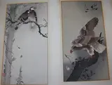 2 woodblock prints, Studies of birds on branches by Ohara Koson, print (other), sold May 2019