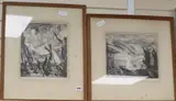 2 etchings, Coastal landscapes by Herbert Lespinasse, pencil, sold May 2019