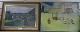 Tidworth Tattoo, 1948, 40 x 50cm, unframed and an oil on board, Village view, 28 x 40cm by Paul Ayshford Lord Methuen, oil on canvas, sold Apr 2019