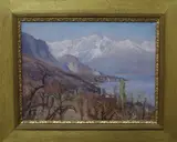 Continental view with distant mountains by Maud Hall-Neale, oil on canvas, sold Apr 2019