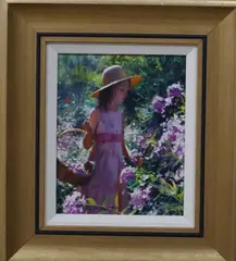 Picking Flowers by Tony Sheath, oil on canvas, sold Apr 2019