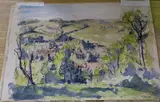 Coombe Hay (2) and view of a church, signed1948/50, 30 x 43cm unframed by Paul Ayshford Lord Methuen, watercolor, sold Apr 2019
