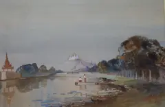 Views of Mandalay by Maung Soya Saung, watercolor, sold Apr 2019