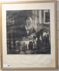 Prof by Max Pollak, etching, sold Apr 2019