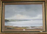 Coastal landscape by Shirley Carnt, oil on canvas, sold Apr 2019