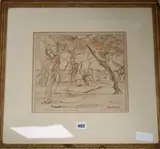 Working drawing by John Arthur Dodgson, ink and watercolour, sold Apr 2019