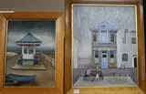 Street scene with figures by Toby Lyon, oil on canvas, sold Apr 2019