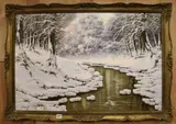 Winter landscape by Joseph Dande, oil on canvas, sold Apr 2019