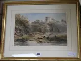 Cattle watering in a landscape by Edward Tucker, watercolour, sold Apr 2019