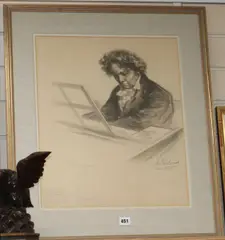 Piano player by Leonid Pasternak, lithograph, sold Apr 2019