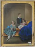 Portrait of three children by Thomas Grimshaw, 1847, pastel, sold Apr 2019