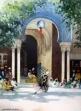 A Dance for the Sultan' signed 18 x 14in by Hans Jacob Hansen, watercolour and gouache, sold Mar 2019