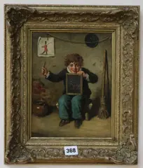 Is it Like!, inscribed verso, 25 x 19cm by Frederick Pitts, oil on panel, sold Mar 2019