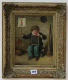Is it Like!, inscribed verso, 25 x 19cm by Frederick Pitts, oil on panel, sold Mar 2019