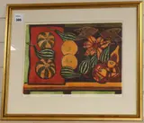 Ornamental Gourds by James T. A. Osborne, linocut, sold Mar 2019