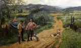 The Rent Question' signed 28.5 x 48.5in by Yeend King, oil on canvas, sold Mar 2019