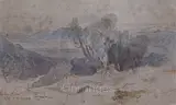 Plain below Mt Ithome, 4p.m. 21 March 1849 by Edward Lear, ink and watercolour, sold Mar 2019