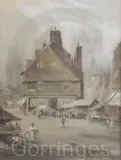 WatercolourMarket Place by Myles Birket Foster, watercolour, sold Mar 2019