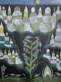 Coloured chalk and by Scottie Wilson, gouache, sold Mar 2019