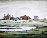 Limited edition colour printLandscape with farm by L. S. Lowry, print, sold Mar 2019