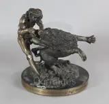Samson slays the Lion by Richard L. Minns, 2005, bronze, sold Mar 2019