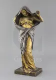 A silvered and gilt bronze figure of 'La Nature se dévoilant devant la Science' signed on rectangular plinth with foundry mark, 16.5in by Louis Ernest Barias, bronze, sold Mar 2019