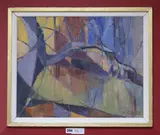 Across the river' oil on canvas signed 40cm x 50cm by Margaret Genge, oil on canvas, sold Mar 2019