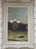 Paris sous la neige' (Notre Dame from the Isle St Louis) by Salvator Vasquez del Rio, Oil on board, sold Mar 2019