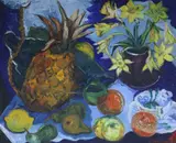 Still life with Pineapple and Fruit by Eleanor Hope Henderson Ssa, Oil on board, sold Mar 2019