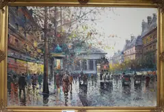 Paris street scene by Pietro Griffo, oil on canvas, sold Mar 2019