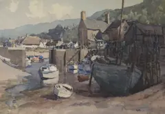 Porlock Weir by Gyrth Russell, watercolour, sold Mar 2019