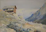 Alpine Hut by Clifford George Blampied, watercolour, offered Mar 2019