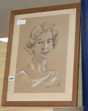 Portrait of a lady by Chen Wen Hsi, mixed media, sold Feb 2019