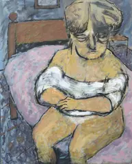 Seated figure, 102 x 81cm unframed by Ivor Johns, oil on board, sold Feb 2019