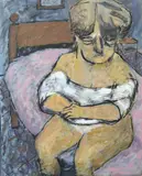 Seated figure, 102 x 81cm unframed by Ivor Johns, oil on board, sold Feb 2019