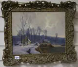 River landscape under snow by Herman Dieste, oil on canvas, sold Feb 2019
