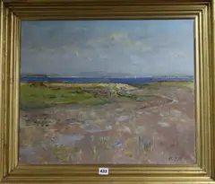 Landscape Roman Landing Chichester' initialled, 51 x 61cm by Rodney Joseph Burn, oil on canvas, sold Feb 2019