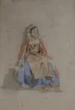 Seated Italian woman, 30 x 20cm, unframed by William Evans, watercolour, offered Feb 2019