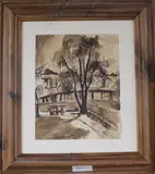 View in the park, monogrammed, 27 x 22cm by Marcel Ronay, ink on paper, offered Jan 2019