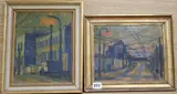 Camden Town Canal Bridge' and another, 'Camden Road N.W.3' (2), 25 x 20cm & 20 x 25cm by Edward Bishop, oil on board, sold Jan 2019