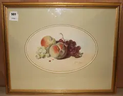 Still life of fruit by George Lance, 1857, watercolour, sold Jan 2019