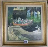 Cornish Harbour scene by Clifford Bayly, oil on board, sold Jan 2019