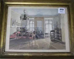 Library interior with gentleman reading by Joseph Gerstmeyer, 1830, watercolour, sold Jan 2019