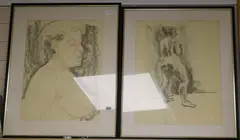 Untitled by Hugo Dachinger, pencil and pastel, sold Jan 2019