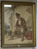 WatercolourStudy of an itinerant labourer seated outside an by Joseph H. Barnes, watercolour, sold Jan 2019