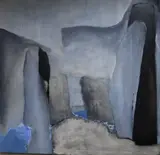 Hanging Valleys 1987, label verso, 150 x 157cm by Estelle Thompson, oil on canvas, sold Dec 2018